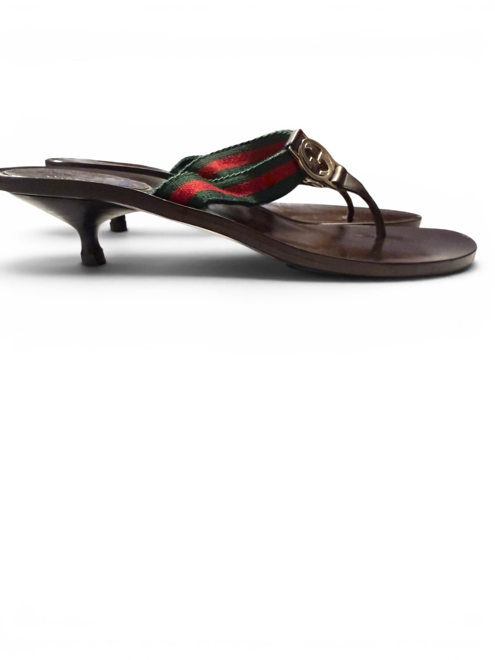 Y2K Gucci web stripe kitten heel thong sandal - Tom Ford era - Picture 2 of 16
